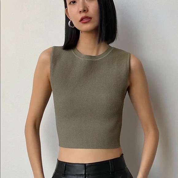 Aritzia Babaton Pia Sculpt Knit Tank Top Cairo Gold - Picture 4 of 4